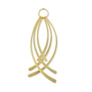 Colgante con dijes curvados de 78 mm - Dorado en oro fino satinado x1