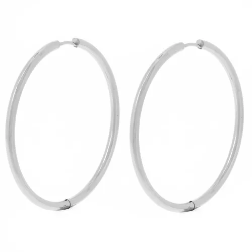 Pendientes de aro redondo de 45 mm - del hilo de 2,5 mm - acero inoxidable 304L x2
