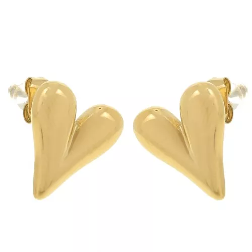 Pendientes corazón 14x12 mm - Acero inoxidable 304L Dorado x2