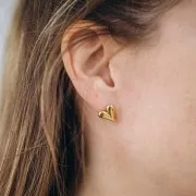 Pendientes corazón 14x12 mm - Acero inoxidable 304L Dorado x2