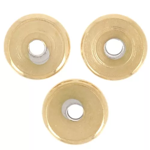 Cuentas arandalas Heishi - disco plano 5x1 mm - Acero inoxidable 304L Dorado x10