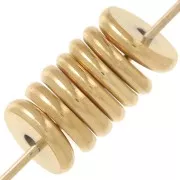 Cuentas arandalas Heishi - disco plano 5x1 mm - Acero inoxidable 304L Dorado x10