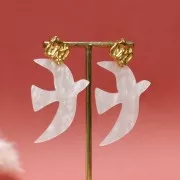 Colgante Pájaro de acetato 49x36 mm exclusividad Perles&Co - Marrón terrazo - Negro x1