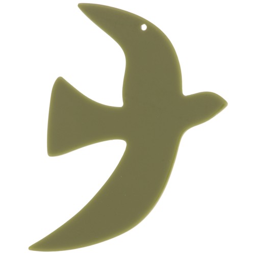 Colgante acrílico pájaro 49x36 mm exclusividad Perles&Co - Kaki x1