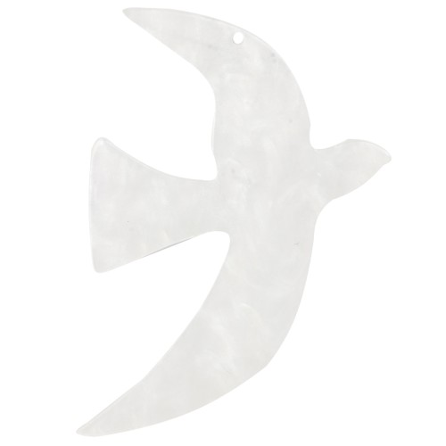 Colgante acrílico pájaro 49x36 mm excluido de Perles&Co - Blanco nacarado x1