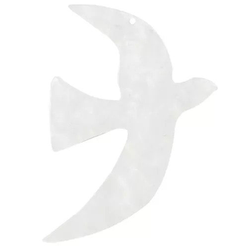 Colgante acrílico pájaro 49x36 mm excluido de Perles&Co - Blanco nacarado x1