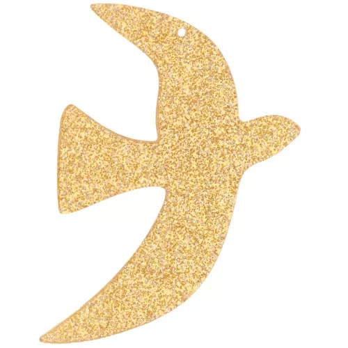 Colgante acrílico pájaro 49x36 mm excl. Dorado brillo x1