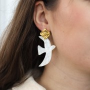 Colgante acrílico pájaro 49x36 mm excl. Dorado brillo x1