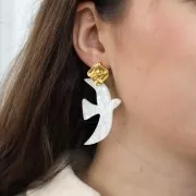 Colgante acrílico pájaro 49x36 mm excl. Dorado brillo x1