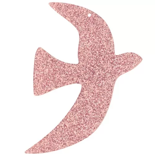 Colgante acrílico pájaro 49x36 mm exclusividad Perles&Co - Brillo rosa viejo x1