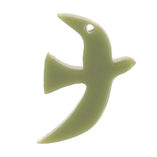 Dije de pájaro acrílico 15x10 mm exclusivo de Perles&Co - Kaki x1