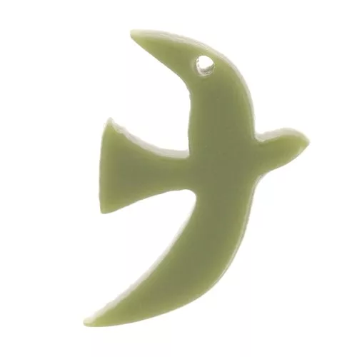 Dije de pájaro acrílico 15x10 mm exclusivo de Perles&Co - Kaki x1