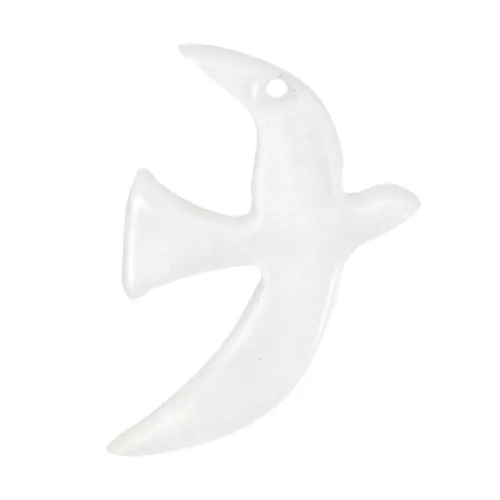 Dije de pájaro acrílico 15x10 mm exclusivo de Perles&Co - Blanco nacarado x1