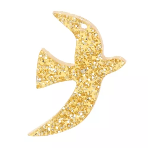 Dije de pájaro acrílico 15x10 mm exclusividad Perles&Co - Purpurina Dorado x1