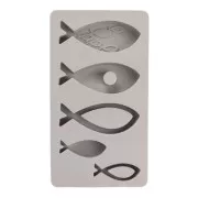 Molde de silicona 26x14,5 cm - 5 formas Pez - Gris x1