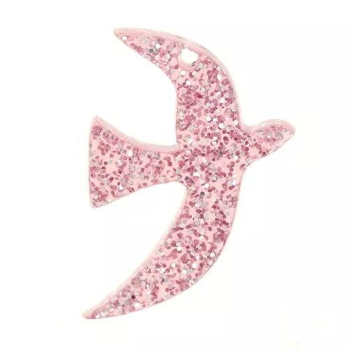 Dije de pájaro acrílico 15x10 mm exclusividad Perles&Co - Brillo rosa viejo x1