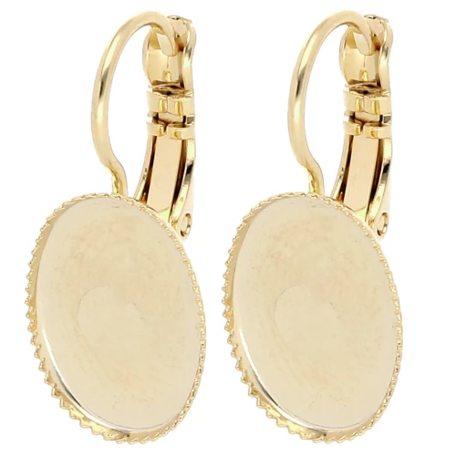 14x10 mm ganchos pendientes con anillo abierto - Dorado con oro fino x2