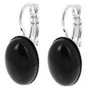 Ganchos pendientes planos 14x10 mm con anilla abierta - Plateado x2