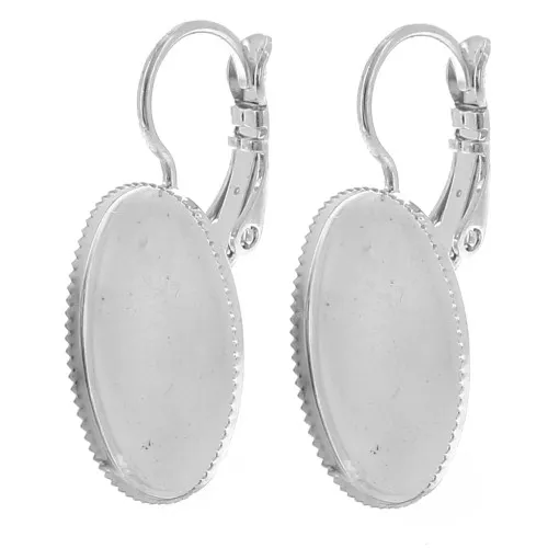 Ganchos pendientes planos 18x13 mm con anilla abierta - Plateado x2