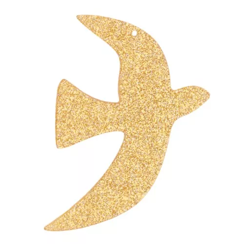 Colgante acrílico pájaro 35x25 mm exclusividad Perles&Co - Purpurina Dorado x1
