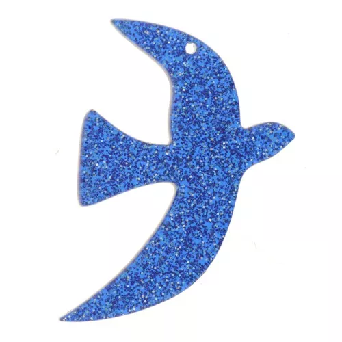 Colgante acrílico pájaro 35x25 mm exclusividad Perles&Co - Azul real purpurina x1