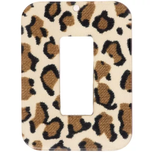 Colgante acrílico rectángulo ahuecado 40x30 mm - Marrón guepardo - Negro x1