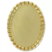 Medallón para cabuchón 28x18 mm dorado con oro fino x1