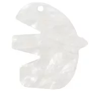 Colgante acrílico pájaro 30x26 mm - Blanco nacarado x1