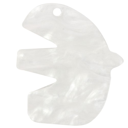 Colgante acrílico pájaro 30x26 mm - Blanco nacarado x1