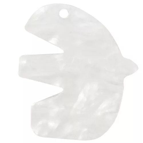 Colgante acrílico pájaro 30x26 mm - Blanco nacarado x1