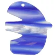 Colgante de acetato Pájaro 30x26 mm - Rayado - Azul oscuro - Blanco nacarado x1