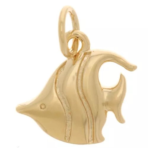 Dije de pez 11x10 mm con anillo cerrado - chapado en oro de 3 micras x1