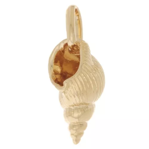 Dije de concha de 13x7 mm con anillo cerrado - chapado en oro de 3 micras x1