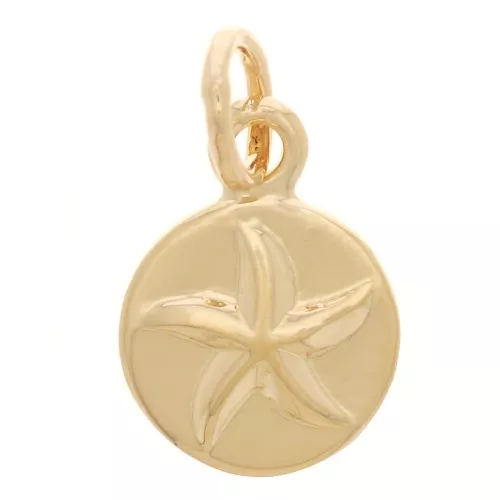 Dije mini redondo 6mm motivo estrella de mar - anilla cerrada - baño de oro de 3 micras