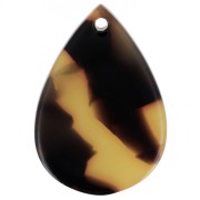 Colgante en forma de gota de 22 x 15 mm de acetato - Conmutación de carey - Marrón - Negro x1