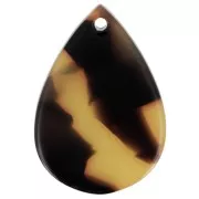 Colgante gota acetato 22x15 mm - Carey - Marrón - Negro x1