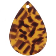 Colgante en forma de gota de 22 x 15 mm de acetato - Terrazzo marrón - Negro x1