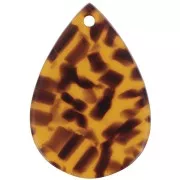 Colgante en forma de gota de 22 x 15 mm de acetato - Terrazzo marrón - Negro x1