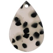 Colgante en forma de gota de 22 x 15 mm de acetato - Moteado negro - Transparente beige x1