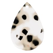 Colgante en forma de gota de 22 x 15 mm de acetato - Moteado negro - Transparente beige x1