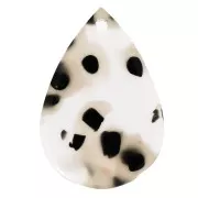 Colgante en forma de gota de 22 x 15 mm de acetato - Moteado negro - Transparente beige x1