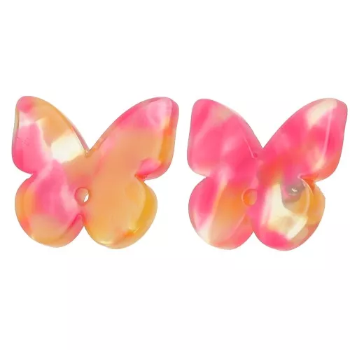 Pendientes mariposa de acetato 16x19,5 mm - Carey - Rojo x2