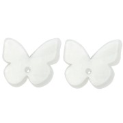 Pendientes mariposa de acetato 16x19,5 mm - Blanco nacarado x2