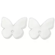 Pendientes mariposa de acetato 16x19,5 mm - Blanco nacarado x2
