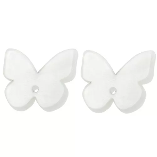 Pendientes mariposa de acetato 16x19,5 mm - Blanco nacarado x2