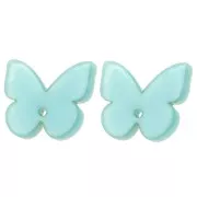 Pendientes mariposa de acetato 16x19,5 mm - Celadón jaspeado - Blanco x2
