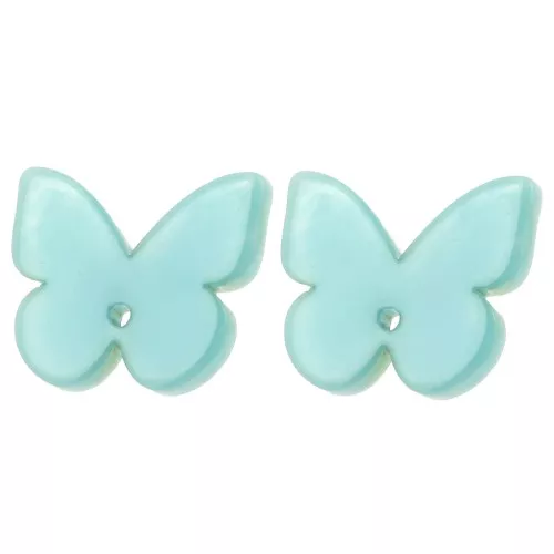 Pendientes mariposa de acetato 16x19,5 mm - Celadón jaspeado - Blanco x2