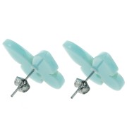 Pendientes mariposa de acetato 16x19,5 mm - Celadón jaspeado - Blanco x2