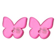 Clous d'oreilles papillon en acétate transparent 16x19.5 mm - Magenta x2|raw }}
