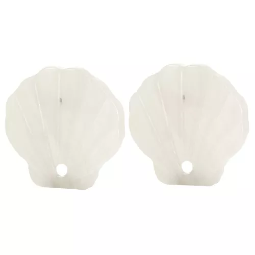 Pendientes de concha de acetato 16 mm - Beige jaspeado - Marfil x2